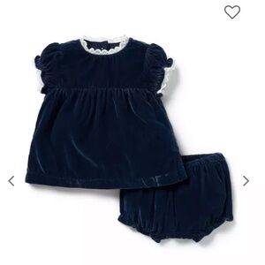 Janie And Jack Baby Dress Set Navy Velvet 6-12 Months